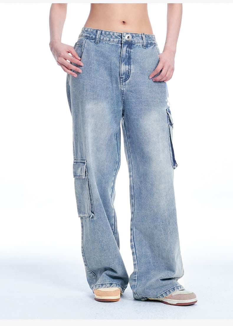ストレートパンツ ゆったりワイドカーゴストレートパンツ