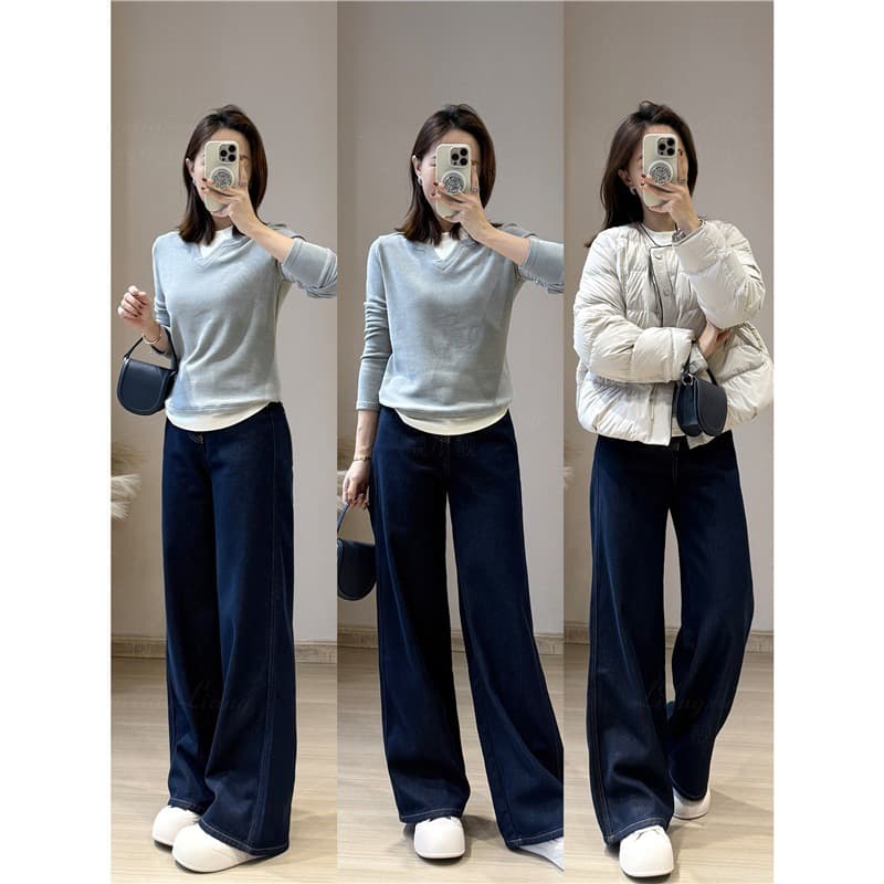 ストレートパンツ ストレートシルエット極上デニムパンツ