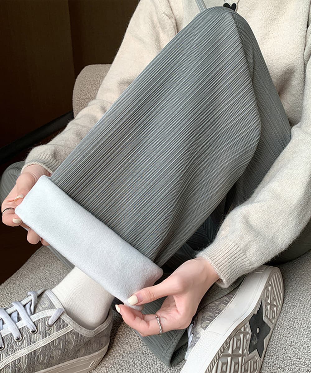 裏起毛ストレートパンツ暖かいレディース秋冬