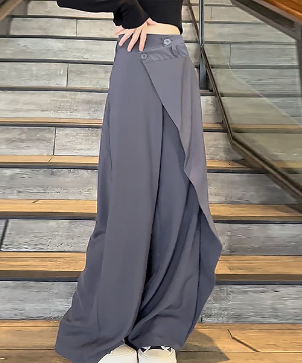 ストレートパンツ ウエストラップスラックスパンツレディース