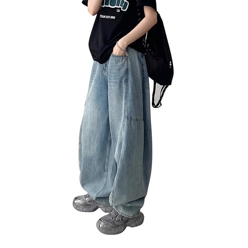 ストレートパンツ ゆるだぼワイドデニムパンツ