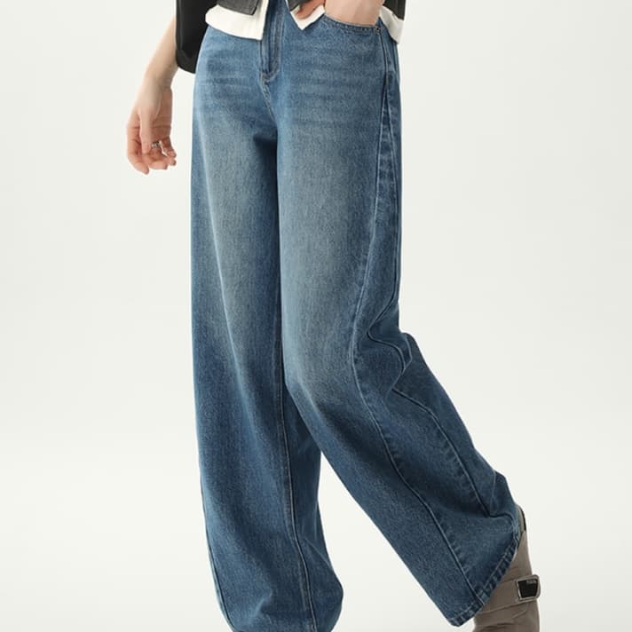 ストレートパンツ ゆったりシルエット リラックスデニム