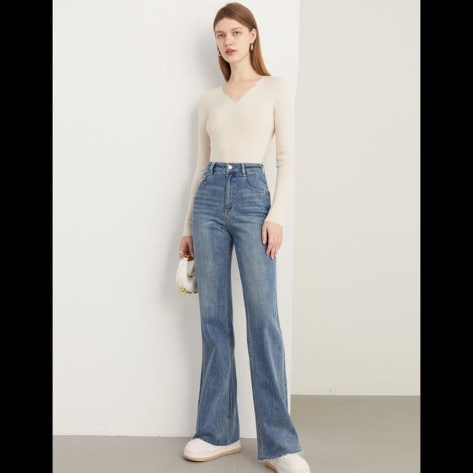 ストレートパンツ ハイウエストストレートデニム