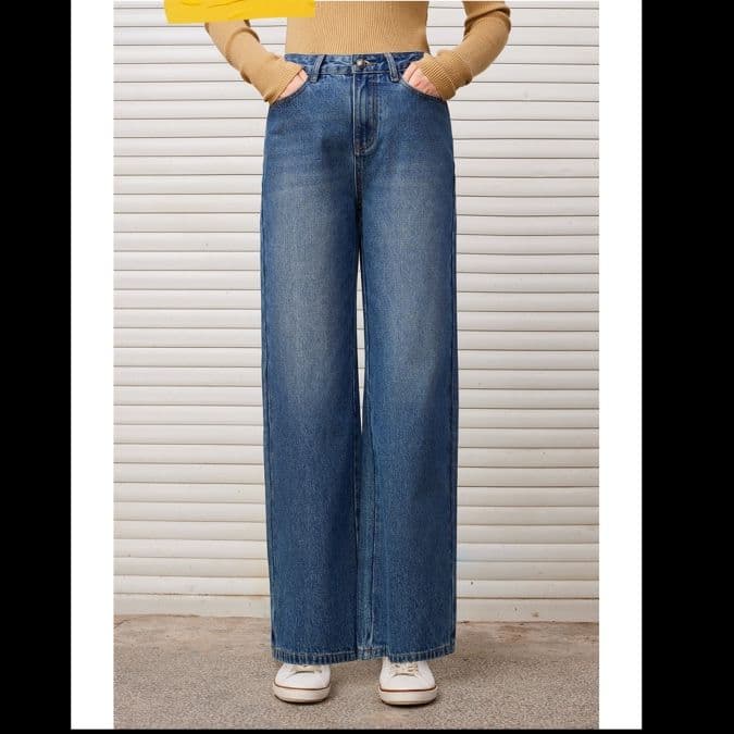 ストレートパンツ すっきりシルエット定番デニム