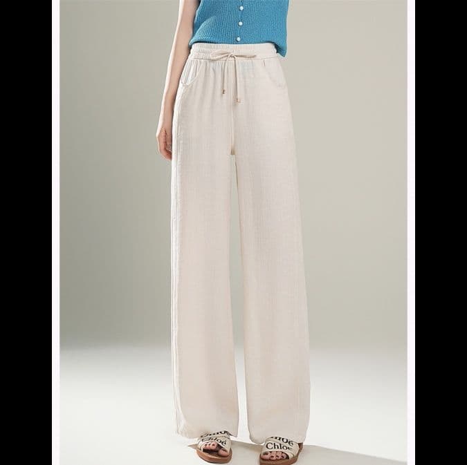 ストレートパンツ 楽園の風 麻混ストレートパンツ