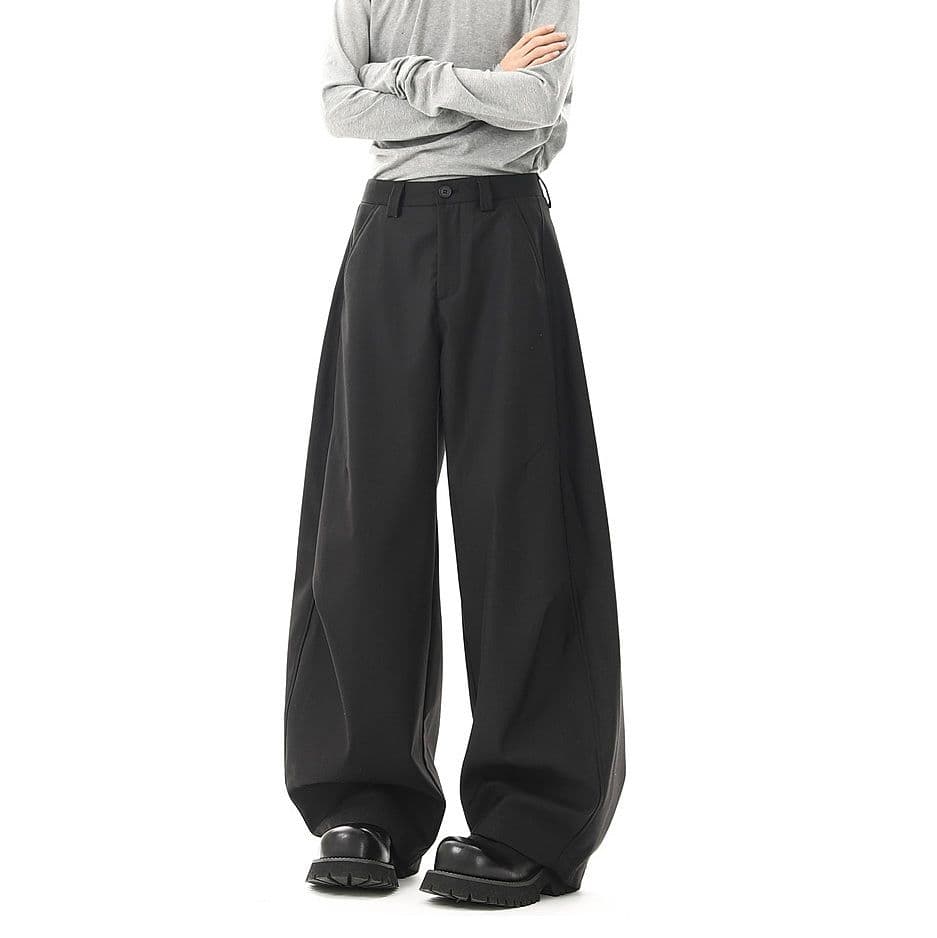 ストレートパンツ レトロワイドシルエットスラックス