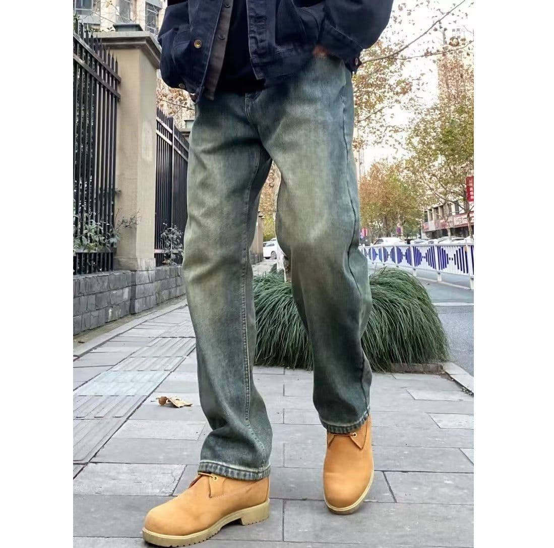 ストレートパンツ ヴィンテージ風ゆったりストレートデニム