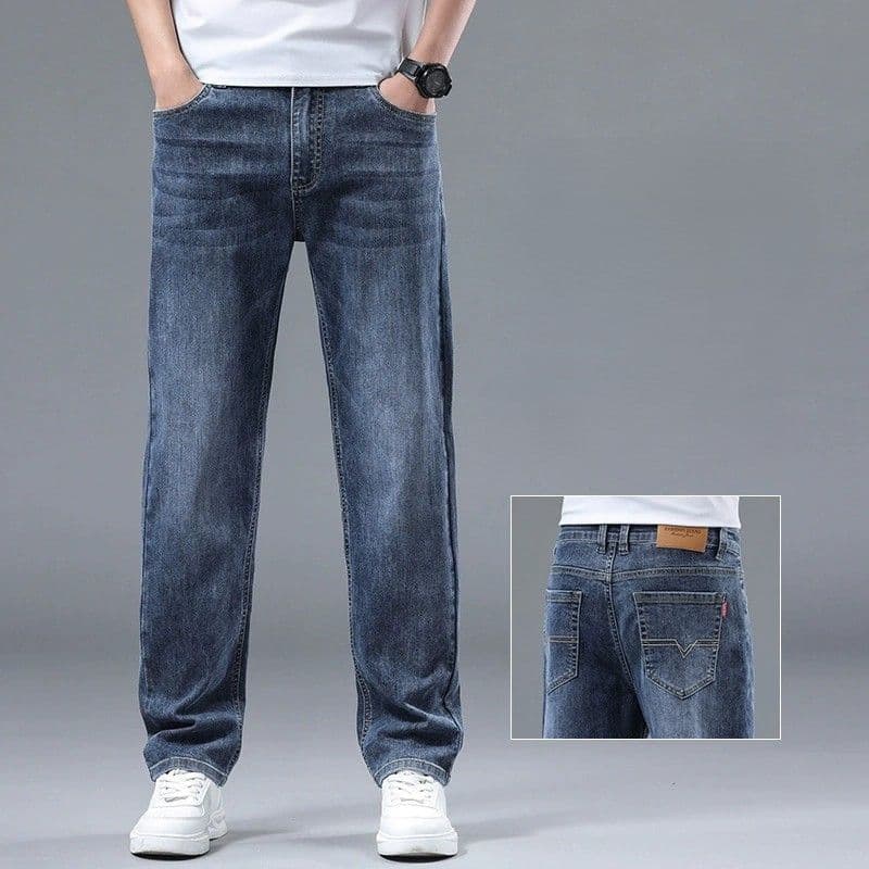 ストレートパンツ メンズ薄手ゆったりストレートデニムパンツ