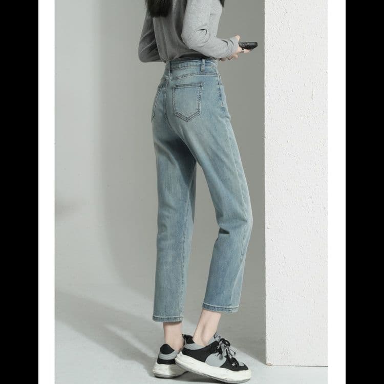 ストレートパンツ すっきりシルエット 九分丈デニム