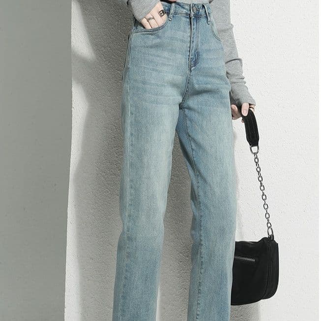 ストレートパンツ すっきりシルエット 九分丈デニム