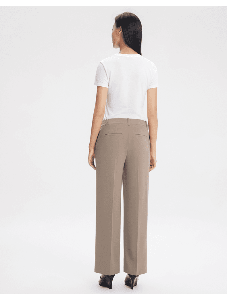 上質素材 ワイドシルエット ストレートパンツ