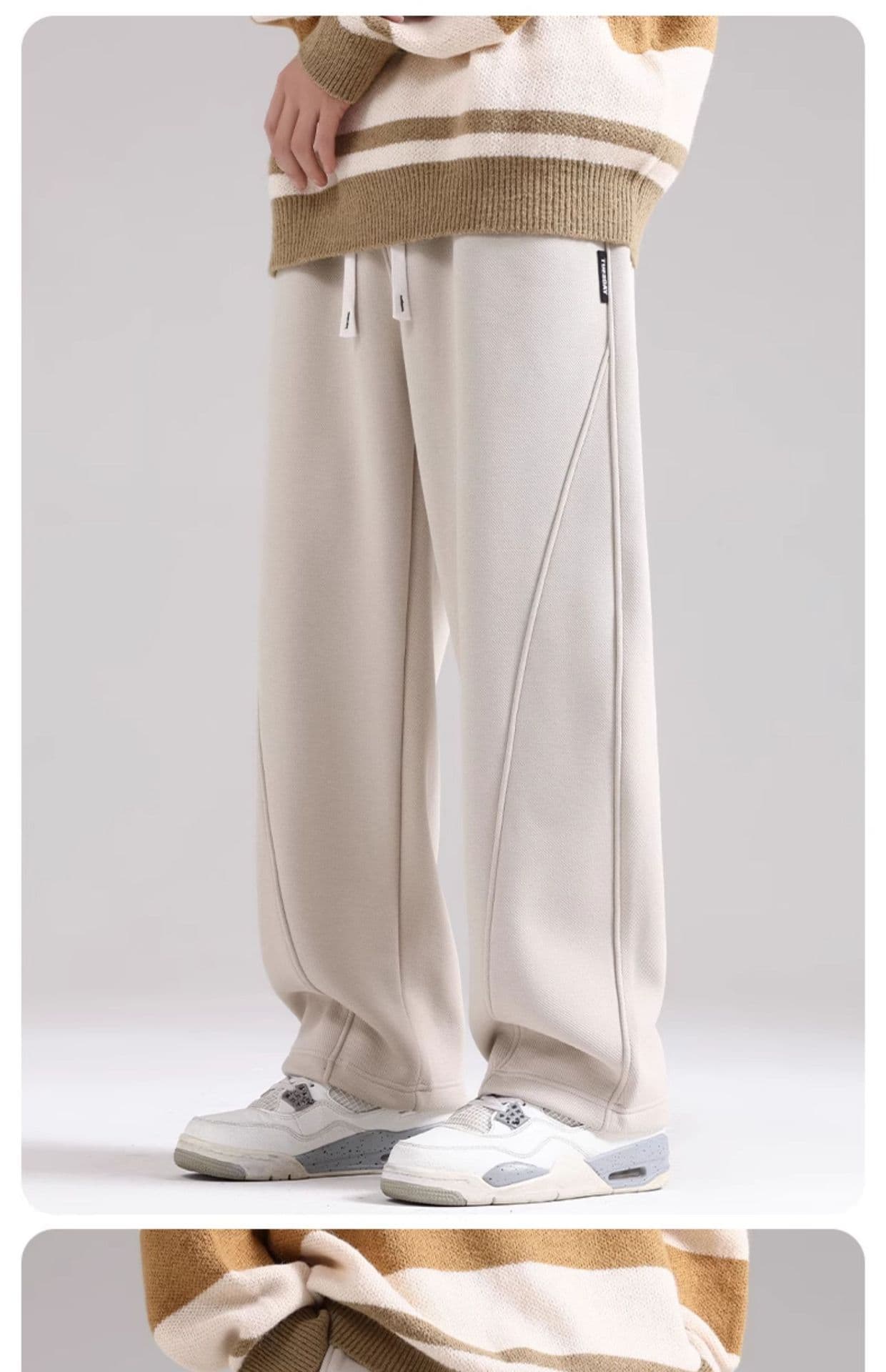 ストレートパンツ シンプルシルエットあったかジャージーパンツ
