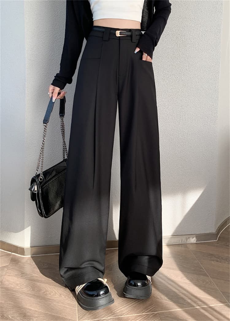 ハイウエストストレートパンツ ロング丈 春夏定番