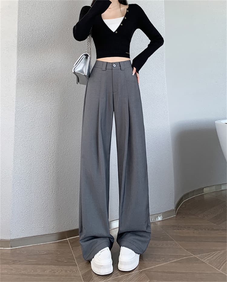 ハイウエストストレートパンツ ロング丈 春夏定番