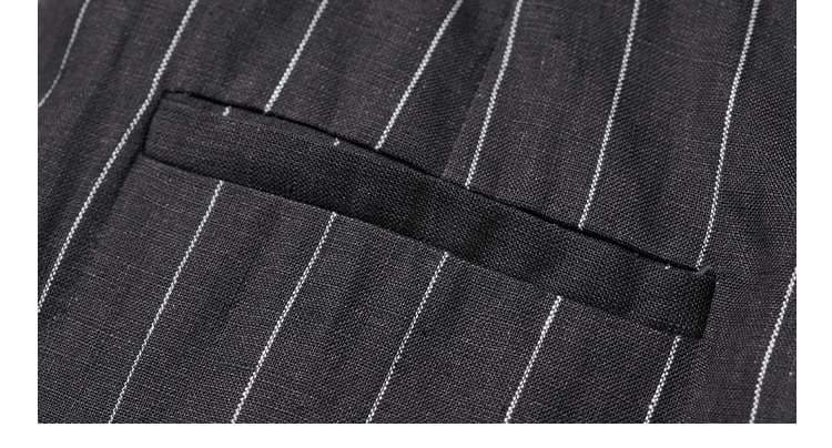 ストレートパンツ 上品な縦縞ベルト付きワイドパンツ