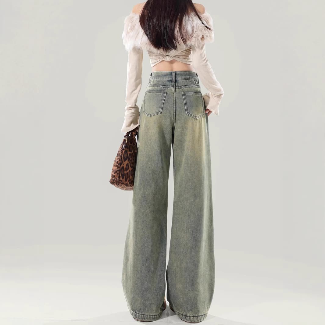 ストレートパンツ ゆったりシルエットデニムパンツ