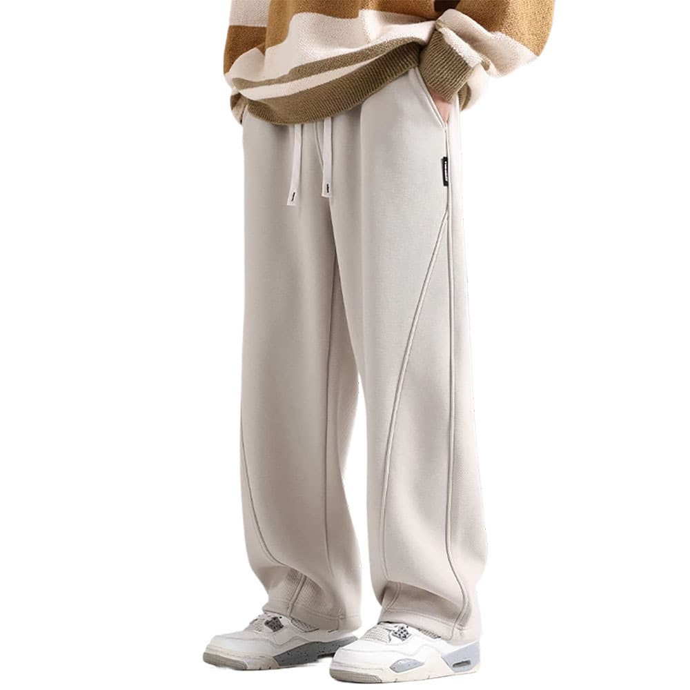 ストレートパンツ シンプルシルエットあったかジャージーパンツ