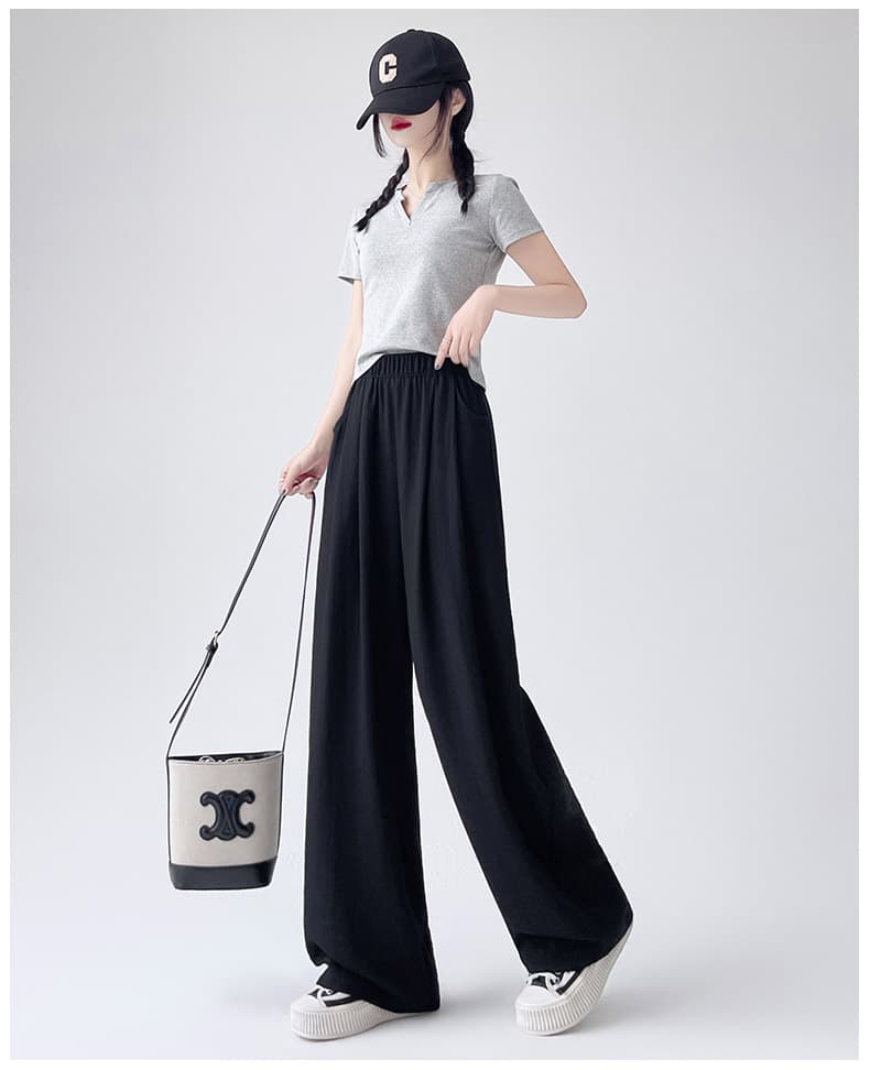 ストレートパンツ シンプル美脚リネンワイドパンツ