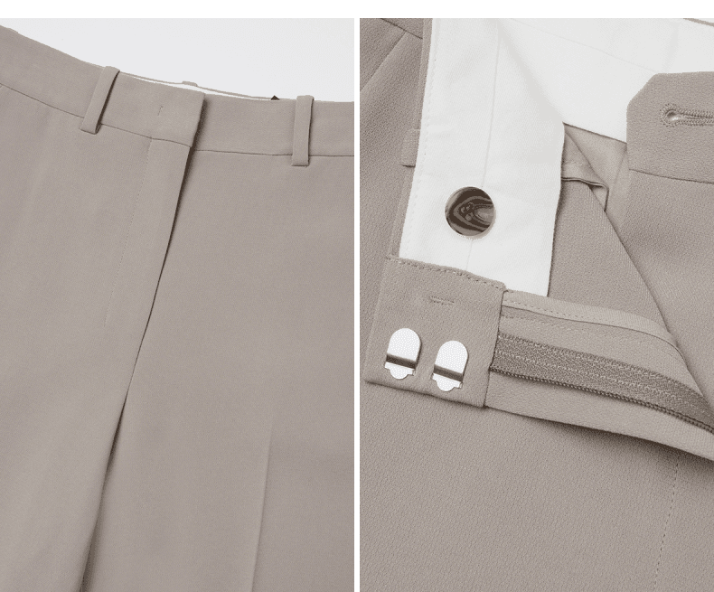 上質素材 ワイドシルエット ストレートパンツ