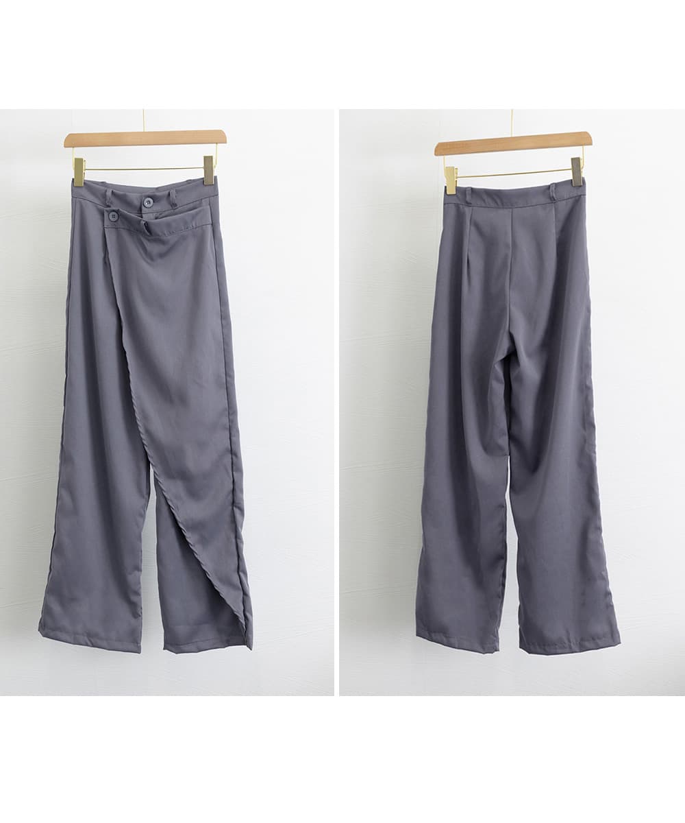 ストレートパンツ ウエストラップスラックスパンツレディース