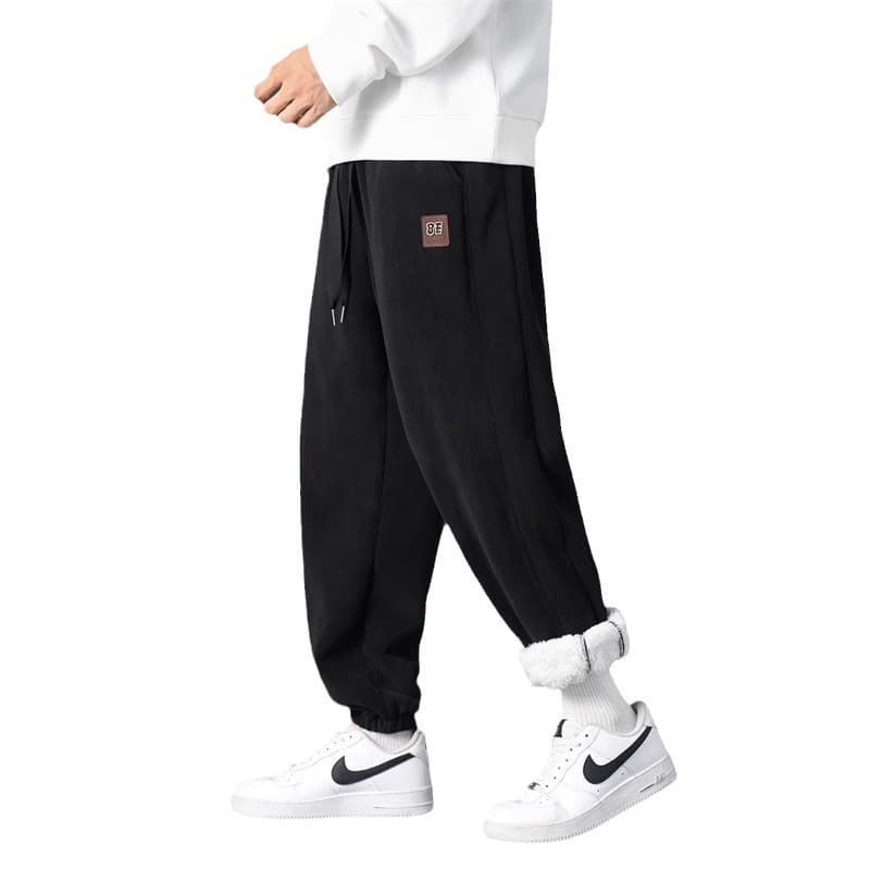 ストレートパンツ 裏起毛あったかのびのびジャージーパンツ