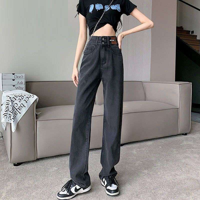 ストレートパンツ リラックスシルエット ハイウエストパンツ