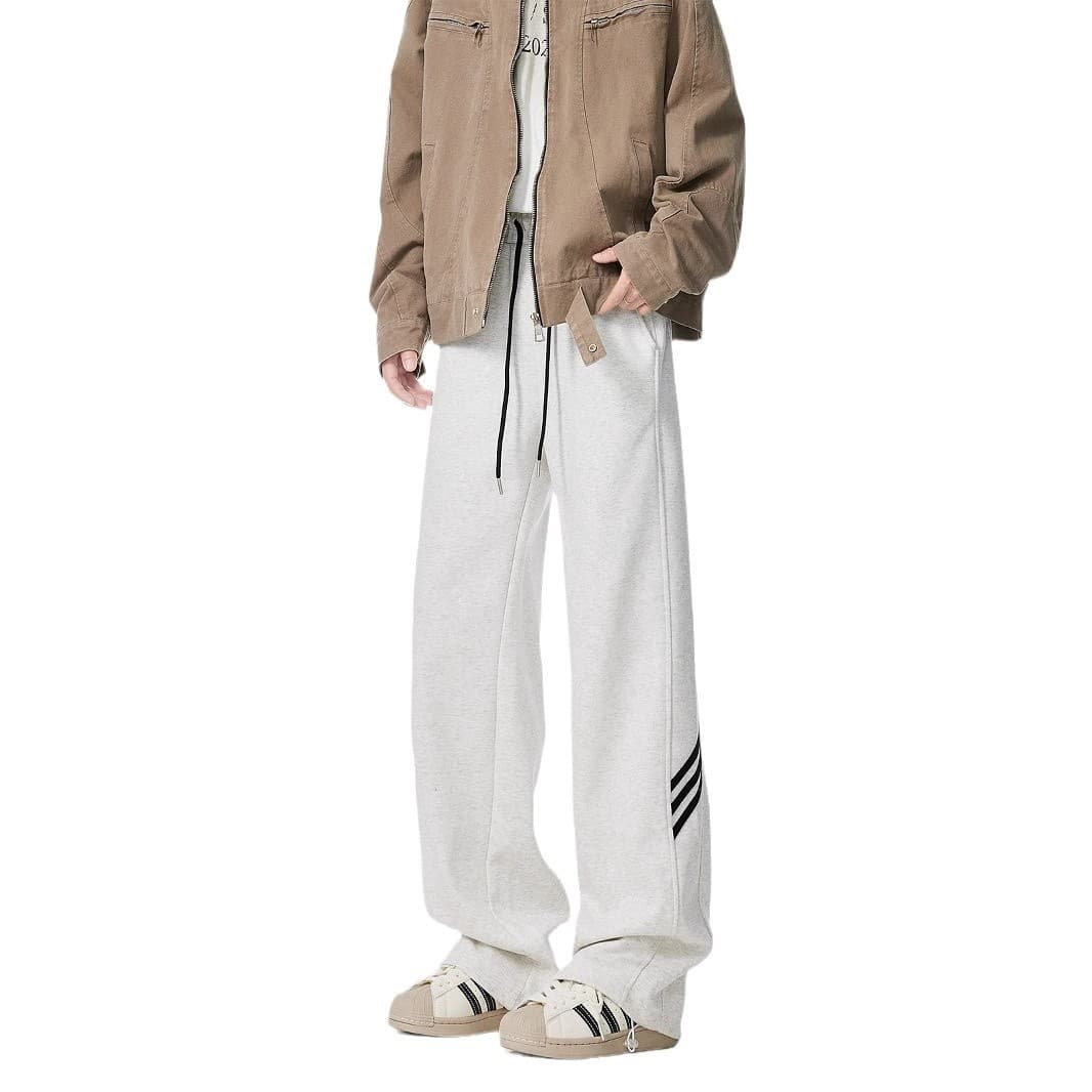 ストレートパンツ スポーティライン入りストレートジャージーパンツ