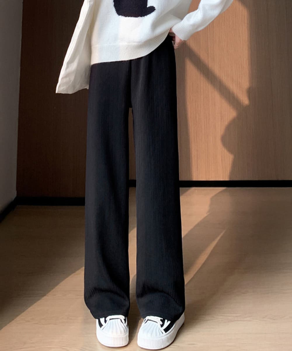 裏起毛ストレートパンツ暖かいレディース秋冬