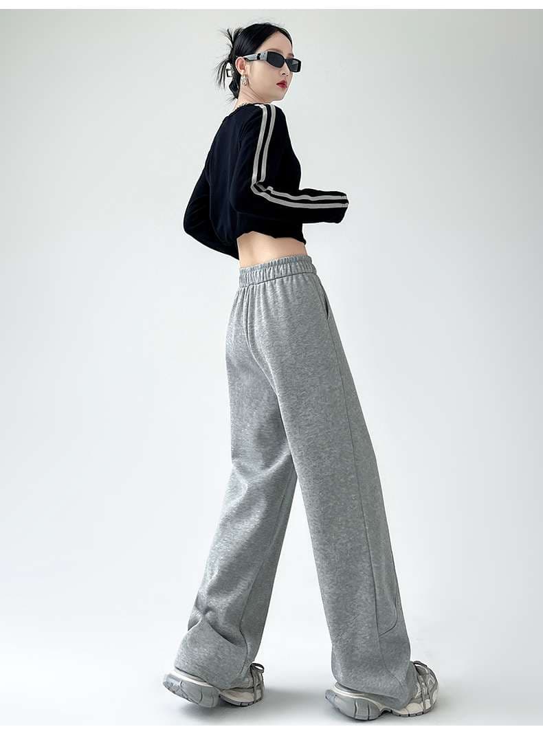 ストレートパンツ ワイドシルエットハイウエストジャージー
