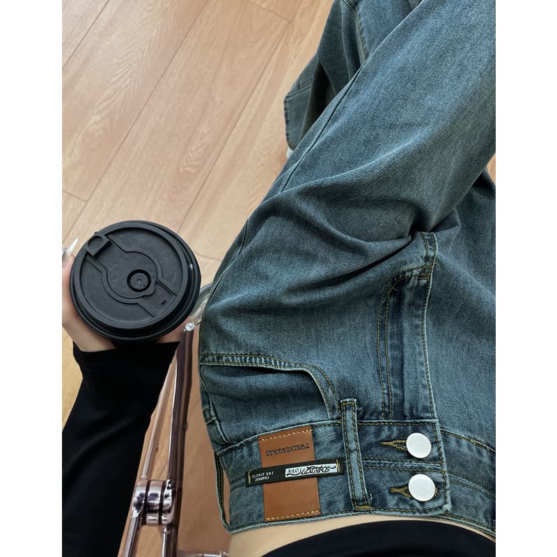 ストレートパンツ ハイウエストゆったりデニム