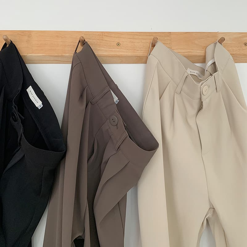 体型カバー ハイウエスト ストレートパンツ レディース