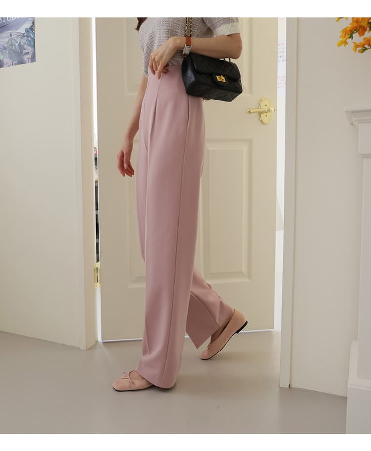 上品シルエットハイウエストストレートパンツ
