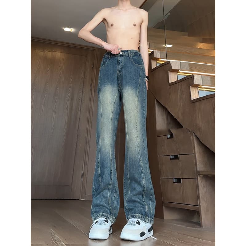 ストレートパンツ ヴィンテージ加工ストレートデニムパンツ
