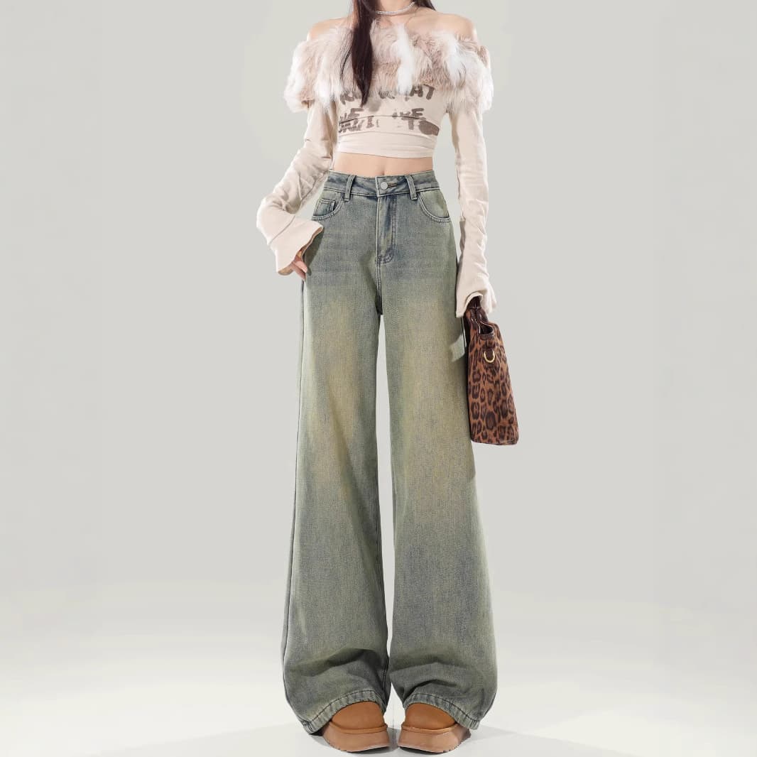 ストレートパンツ ゆったりシルエットデニムパンツ