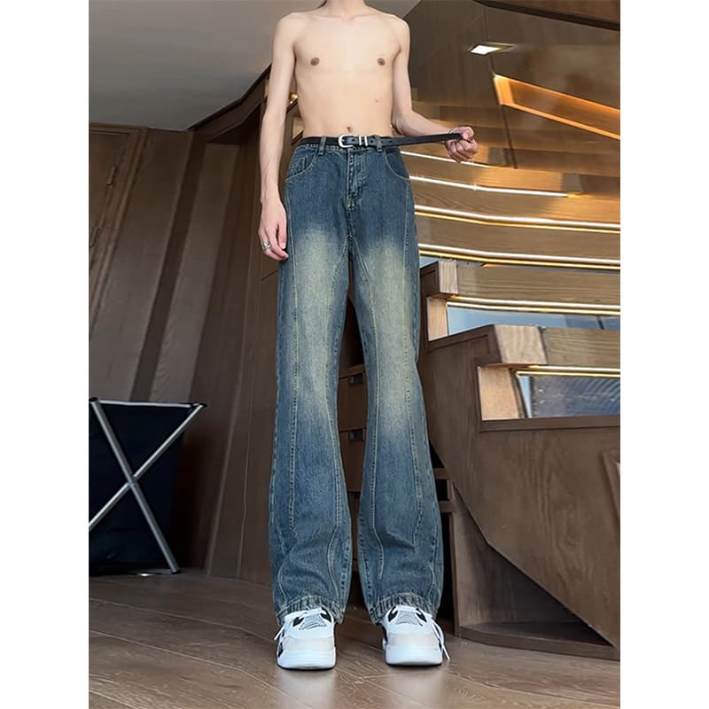 ストレートパンツ ヴィンテージ加工ストレートデニムパンツ