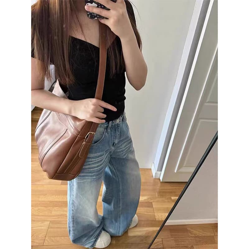 ストレートパンツ ボリューム感たっぷりワイドシルエットデニム