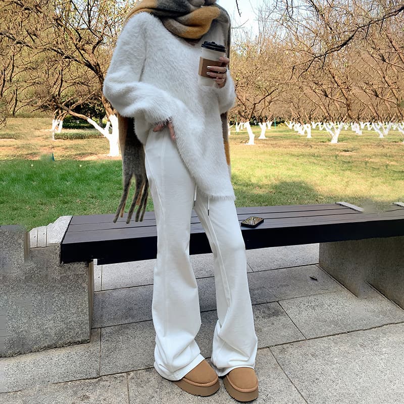 ストレートパンツ ふわもこ楽ちんジャージーパンツ