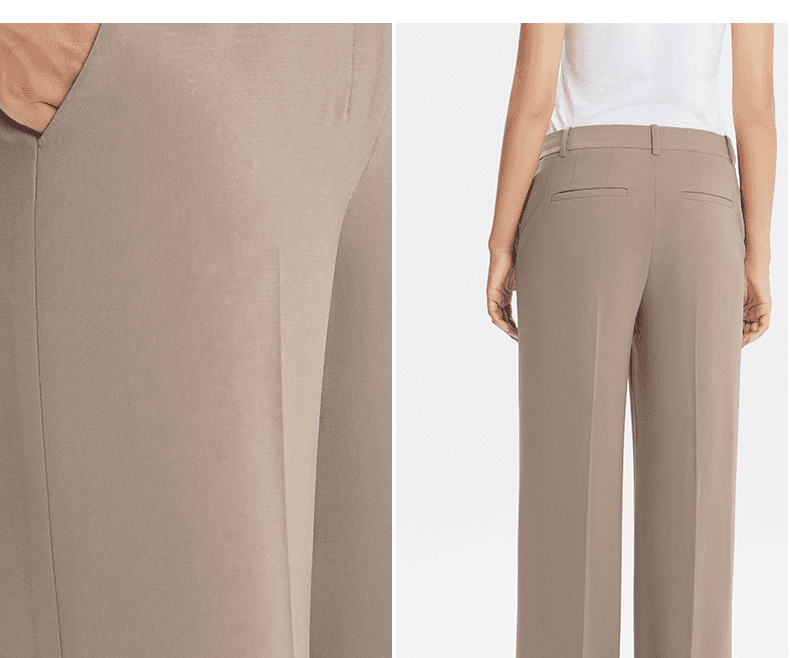 上質素材 ワイドシルエット ストレートパンツ