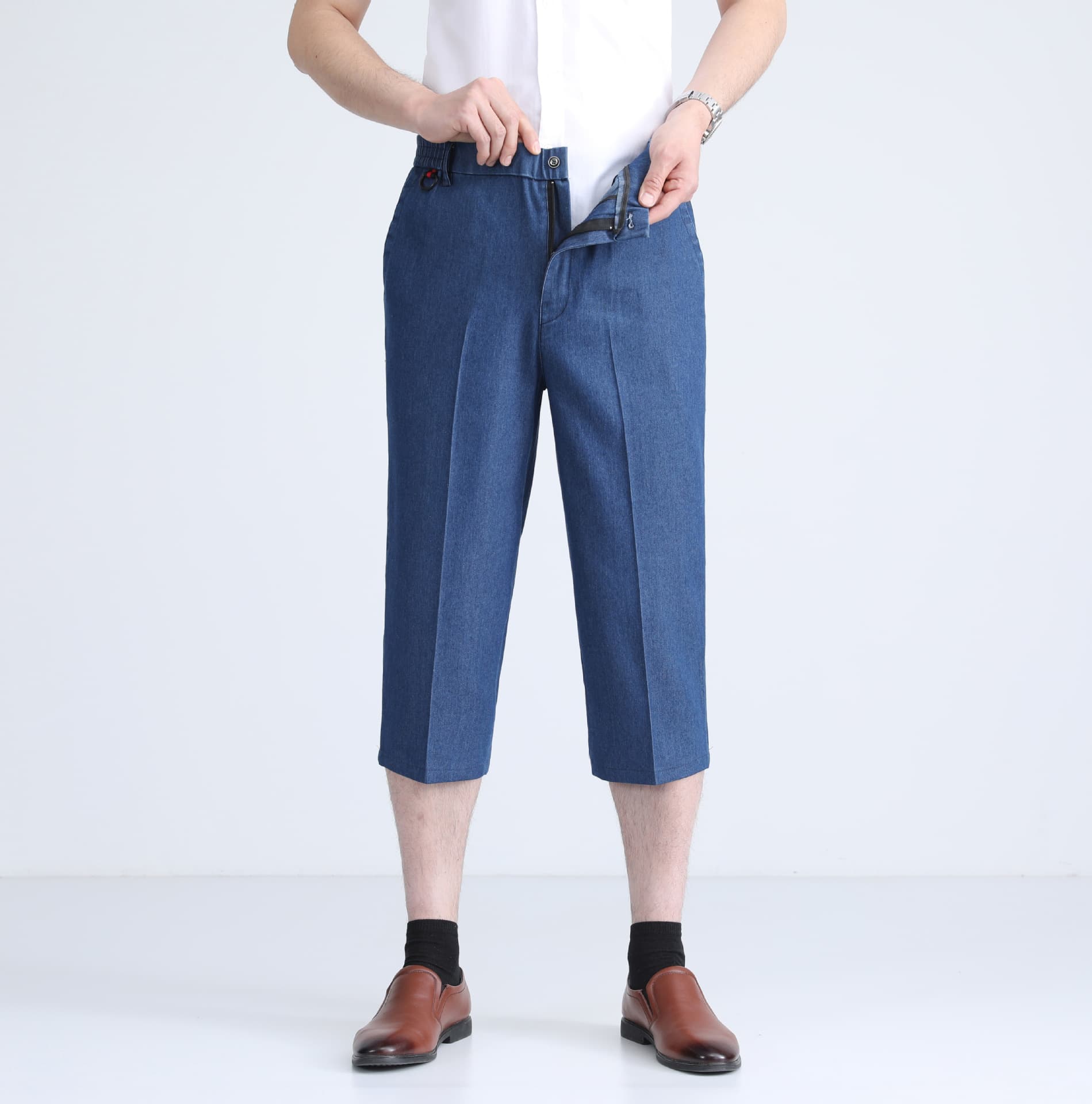 ストレートパンツ 快適七分丈ストレートパンツ