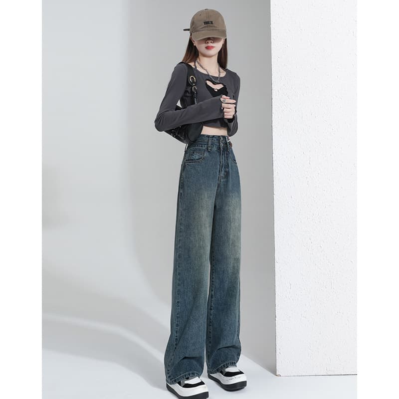 ストレートパンツ ゆったりシルエット ストレートデニムパンツ