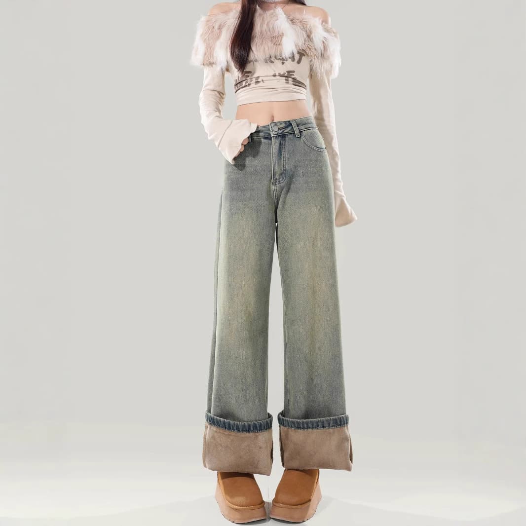 ストレートパンツ ゆったりシルエットデニムパンツ