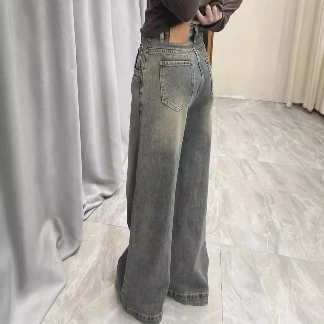 ストレートパンツ ヴィンテージ風ワイドストレートデニム