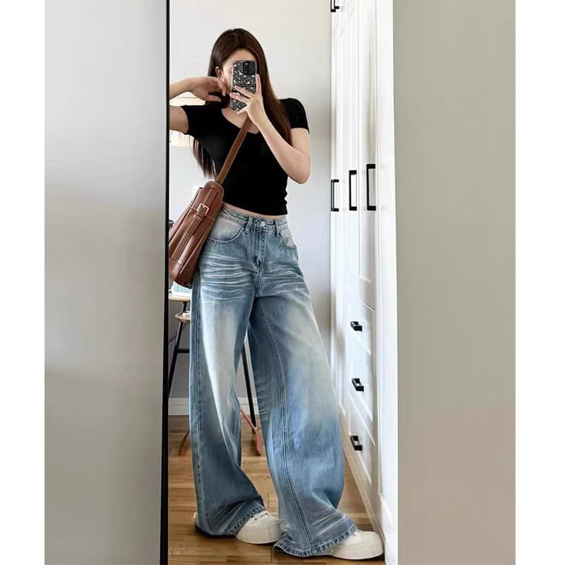 ストレートパンツ ボリューム感たっぷりワイドシルエットデニム