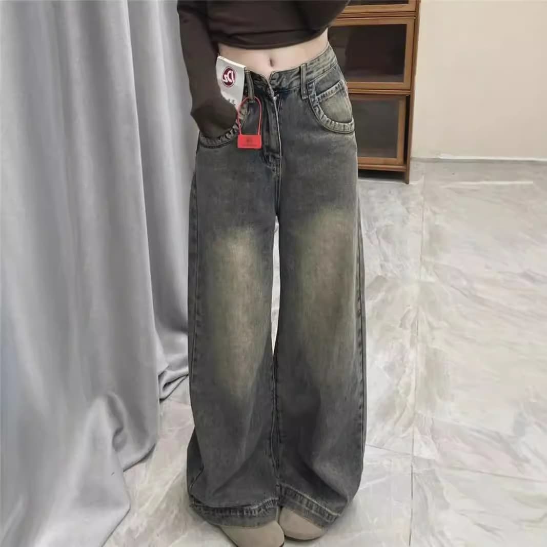ストレートパンツ ヴィンテージ風ワイドストレートデニム