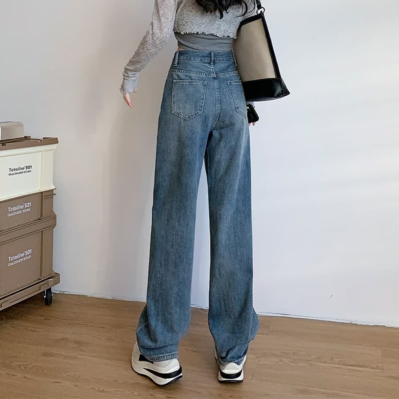 ストレートパンツ ゆったりシルエットデニムパンツ