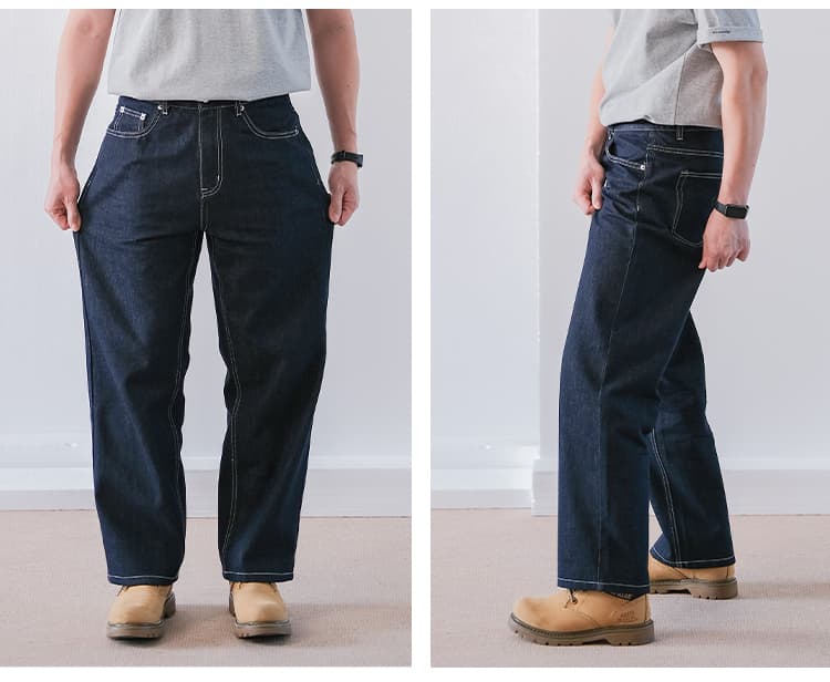 ストレートパンツ 快適さらりストレートデニムパンツ