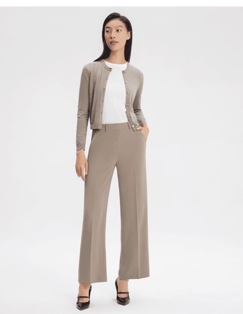 上質素材 ワイドシルエット ストレートパンツ
