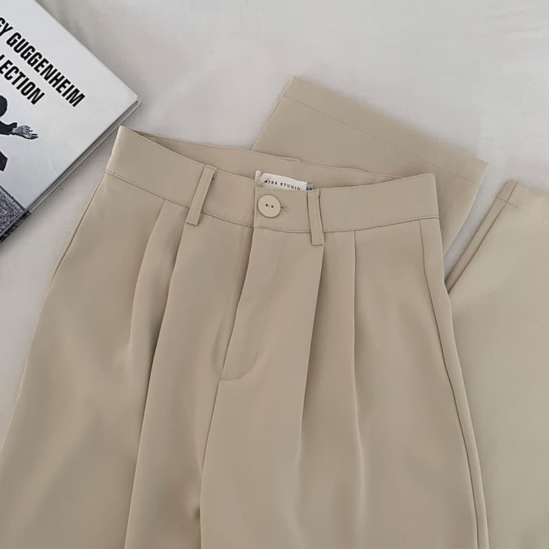 体型カバー ハイウエスト ストレートパンツ レディース