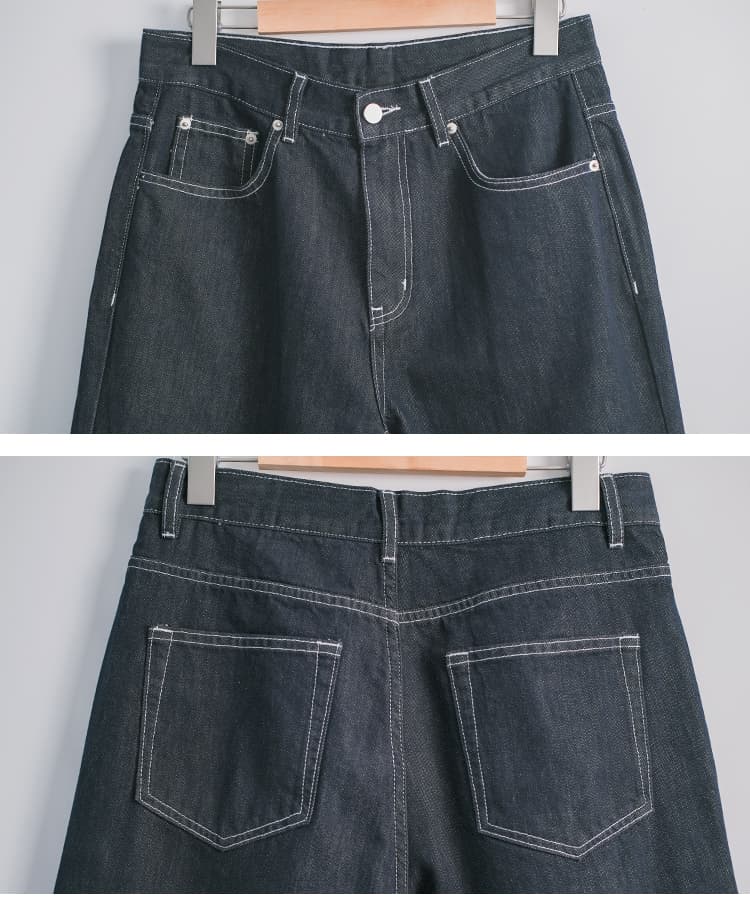 ストレートパンツ 快適さらりストレートデニムパンツ