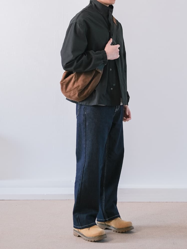 ストレートパンツ 快適さらりストレートデニムパンツ